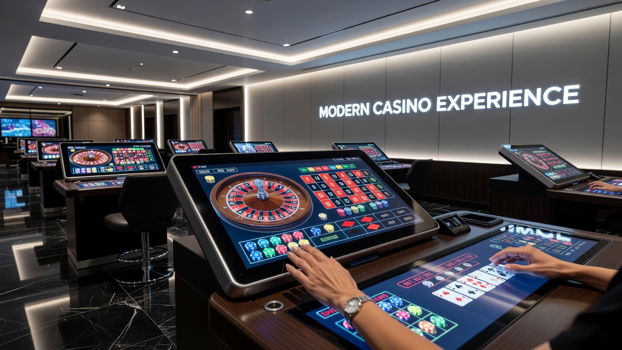 Digitale weergave van slots en live dealer tafels met RNG indicatoren op een online casino platform