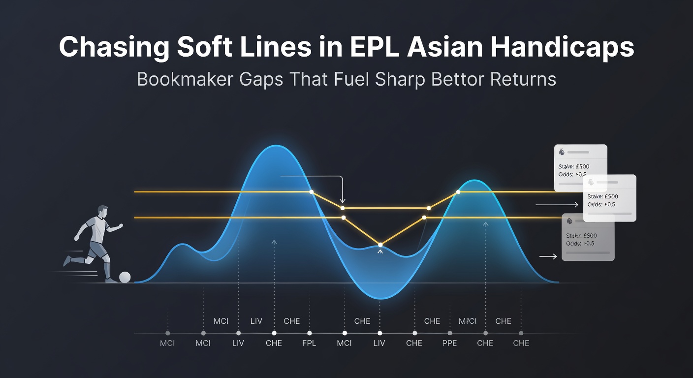 Schermafbeelding van bookmaker odds vergelijkingstabel voor EPL Asian handicaps, met gemarkeerde gaps in lijnen voor april 2026 fixtures