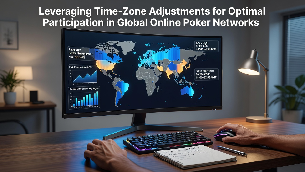 Wereldkaart met tijdzones en pokernetwerken