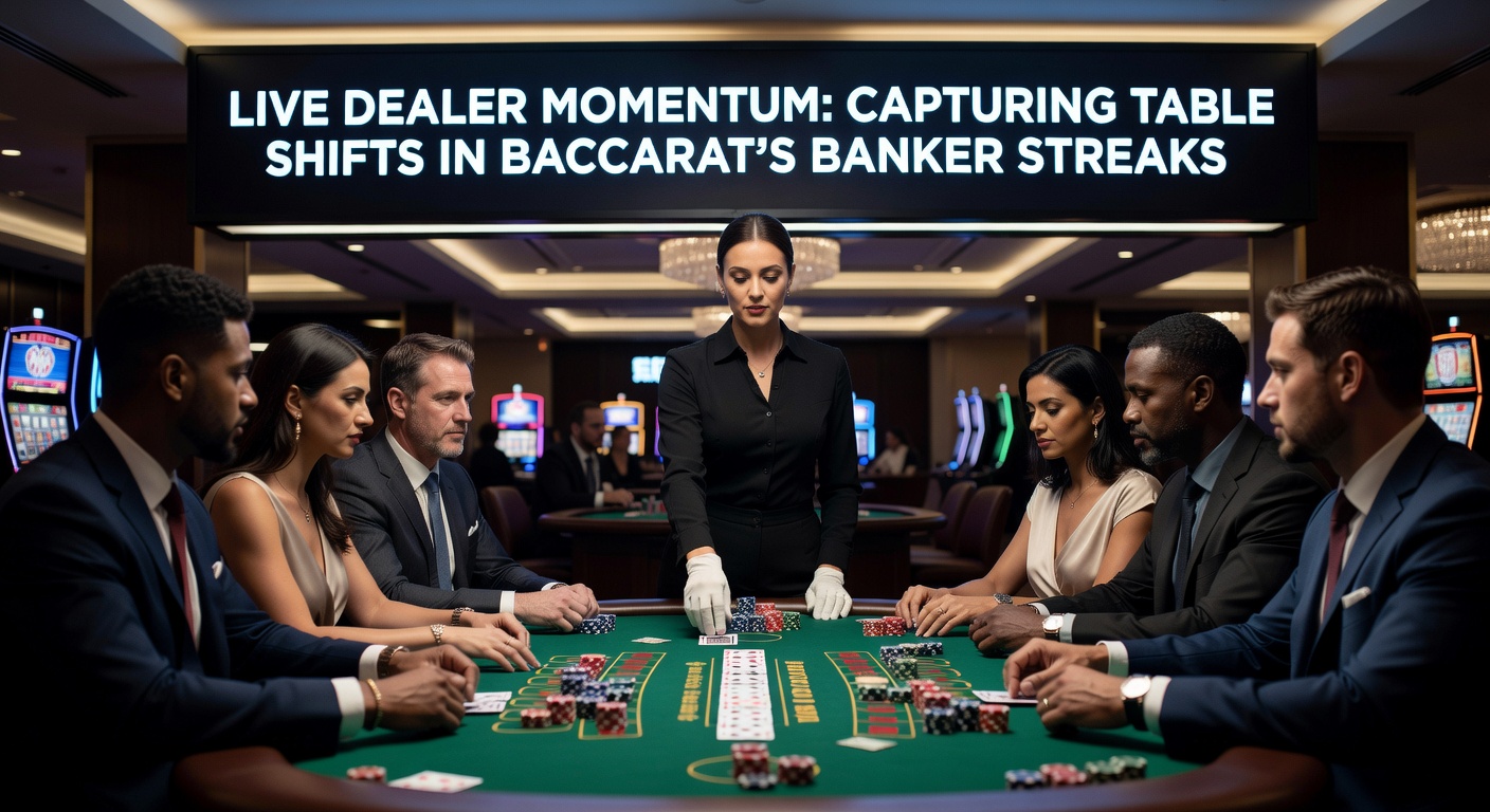 Roadmap van een baccarat-tafel met duidelijke banker streak na een schoenwissel, inclusief live dealer in actie