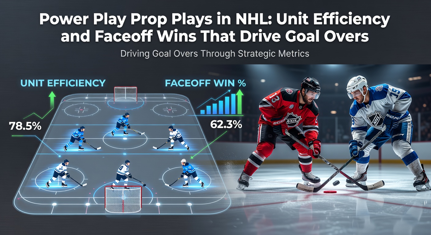 NHL powerplay actie met spelers die vechten voor de puck tijdens een faceoff in de aanvalszone
