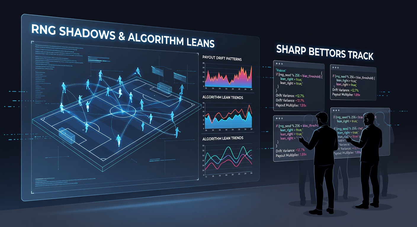 Tabel met payout drift patronen in virtueel voetbal, highlightend algoritme-biases over 10.000 simulaties