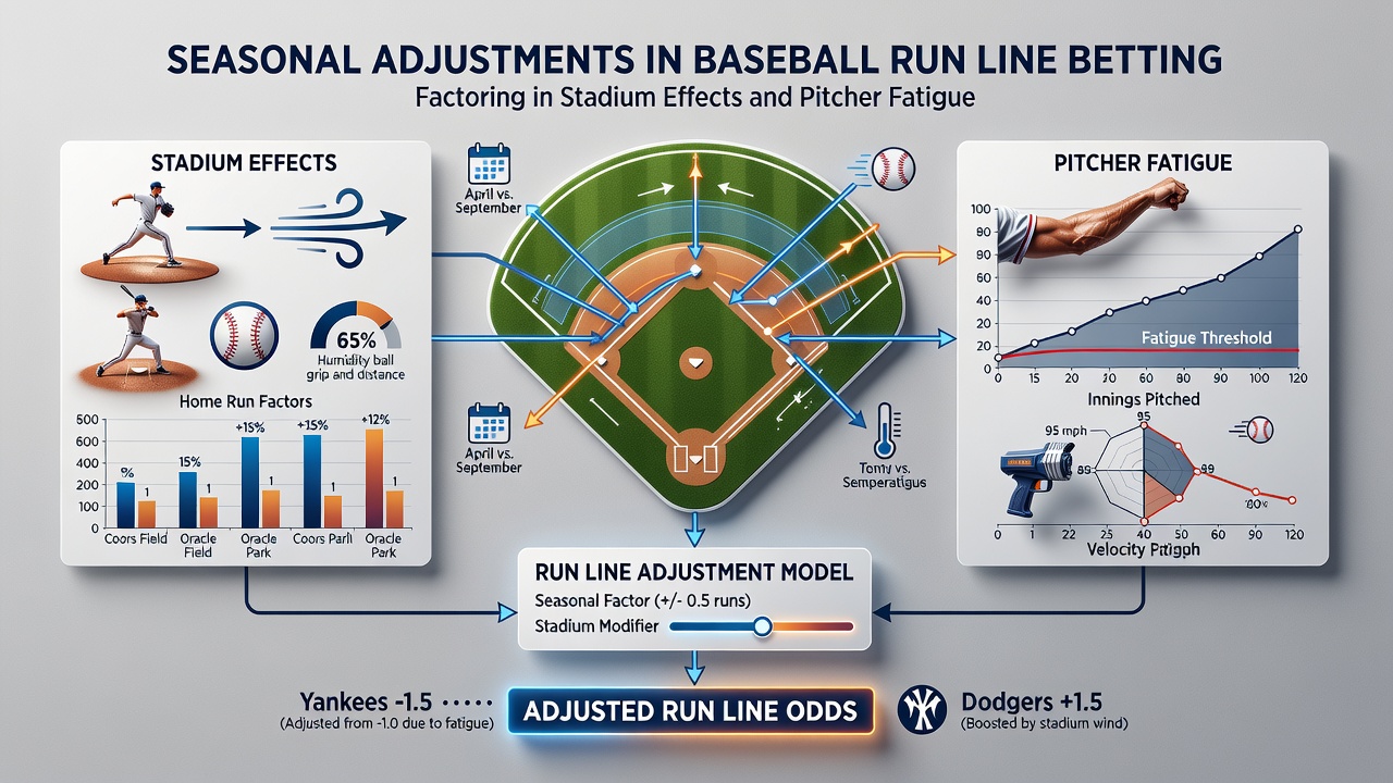 Grafiek en statistieken over pitcher prestaties en stadion effecten in honkbalwedstrijden