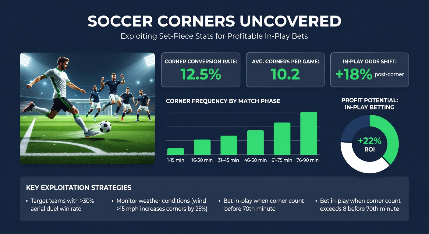 Live wedstrijdscherm met hoekschop-over/under odds die real-time veranderen tijdens een Champions League-duel