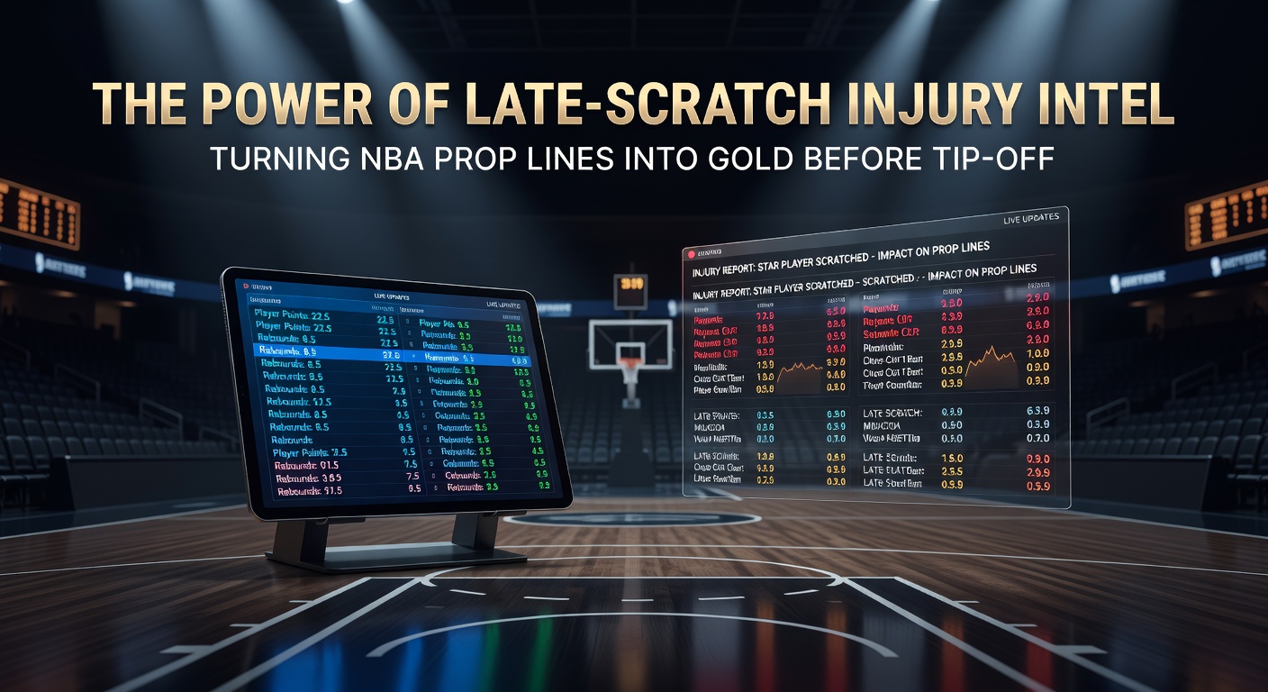 Grafiek met NBA prop line verschuivingen na een late injury scratch, highlights winstkansen